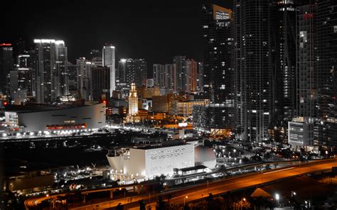 Download Wallpaper 3840x2400 Night City Skyscrapers City Lights Miami United States 4k Ultra