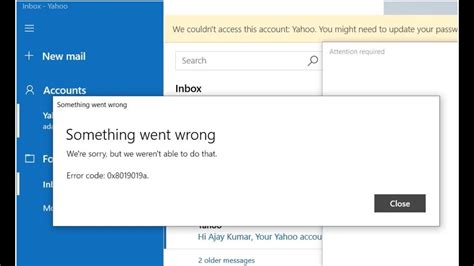 Fix: Error Code 0x8019019a when Setting up Yahoo Mail in Windows 10 Mail App - IR Cache