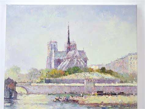 Impressionist Oil Painting On Canvas Depicting A Parisian Scene With