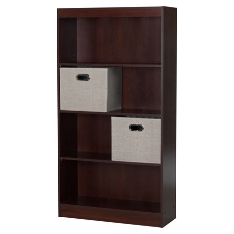 Axess 4 Shelf Bookcase With 2 Fabric Storage Baskets By South Shore