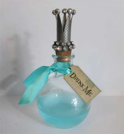 alice and wonderland inspired drink me round bottle with crown