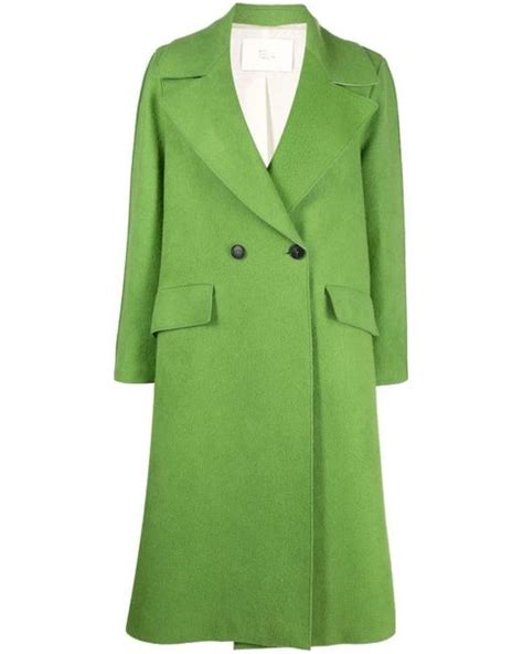 Tela Wool Otto Double Breasted Coat In Green Lyst