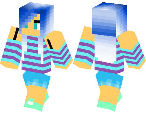 Electric Blue To White Hair Ombre Girl Minecraft Skin Minecraft Hub