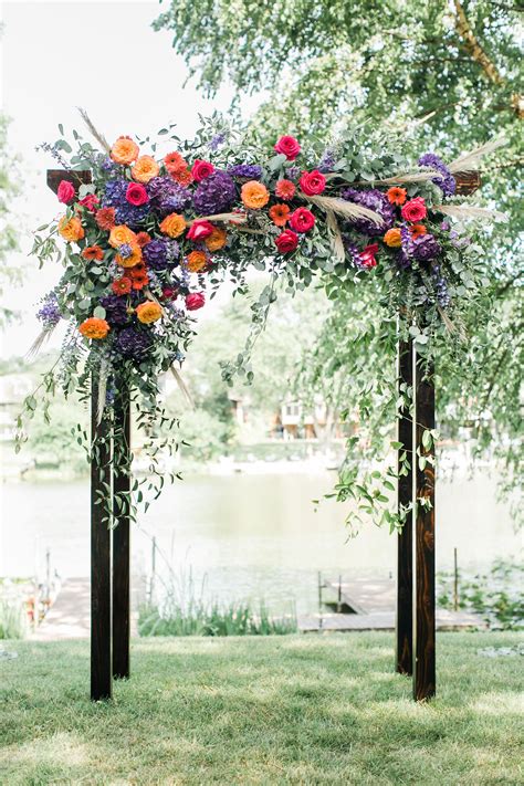 Wood Arch With Flowers Floral Arch Wedding Wedding Arch Wood