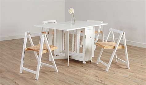 George Home Folding Compact Dining Table And 4 Chairs White Home