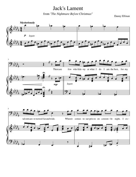 The nightmare before christmas medley for concert band. Jack's Lament from "the Nightmare Before Christmas" Sheet music for Piano, Cello (Solo ...