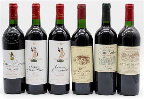 Lot 6 Whole Bottles Of Bordeaux Red Wine France