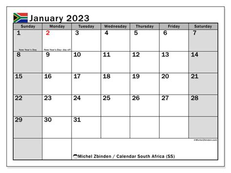 January 2023 Printable Calendar “47ss” Michel Zbinden Za