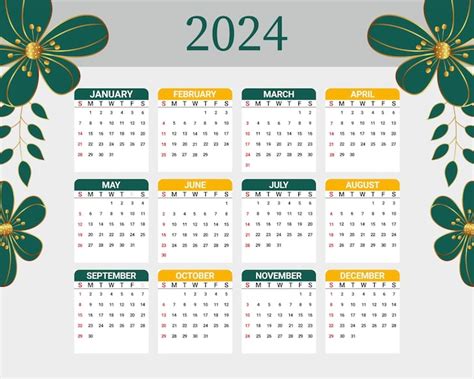 Premium Vector 2024 Calendar With Floral Background