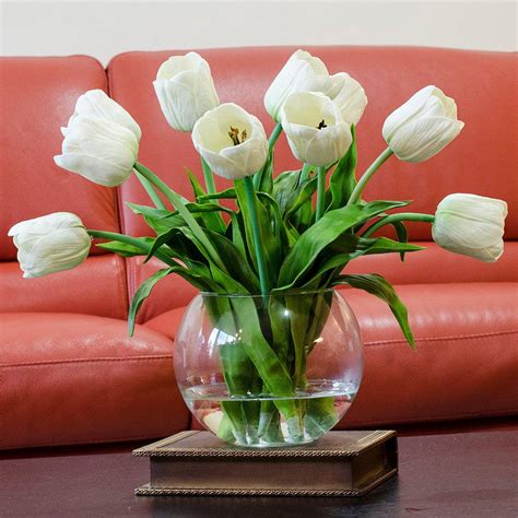 Real Touch White Tulips Arrangement Flovery