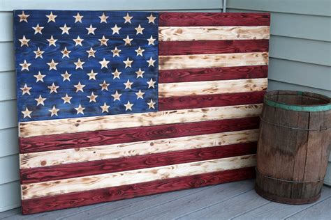 Rustic Wooden American Flag Carved Wooden Flag Rustic Flag