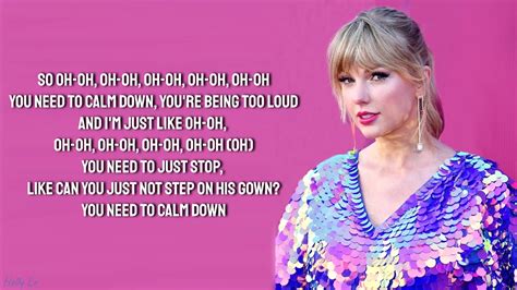 Taylor Swift You Need To Calm Down With Lyrics Youtube