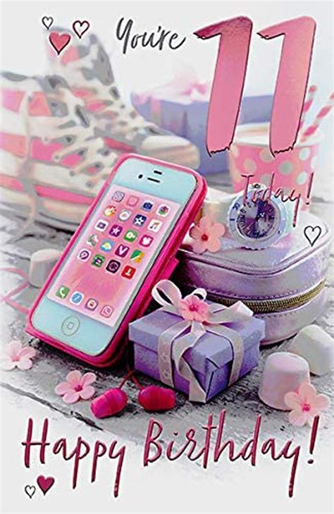 11th Birthday Card For A Girl Aged 11 Today Mobile Phone 825 X 55