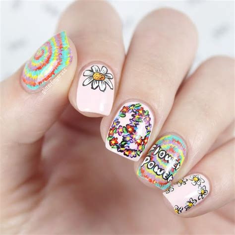 Nail Art Hippie Glitterfingersss In English Hippie Nail Art