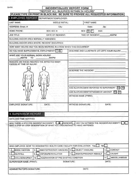 Form S 41a Download Fillable Pdf Or Fill Online Incidentinjury Report