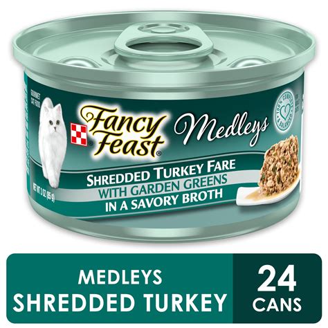 24 Pack Fancy Feast Wet Cat Food Medleys Shredded Turkey Fare With