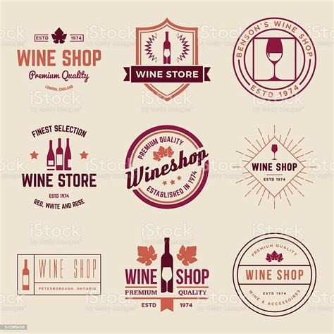 Vector Set Of Wine Shop Labels Badges And Design Elements Stock