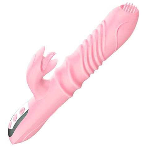 Double Tongue Cunnilingus Vibrator Telescopic Rotating Dildo Heating Vagina Clitoris Stimulate