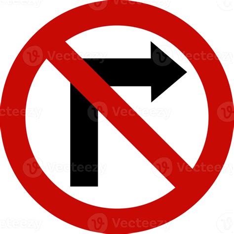 No Right Turn Red Road Sign Or Traffic Sign Street Symbol Illustration
