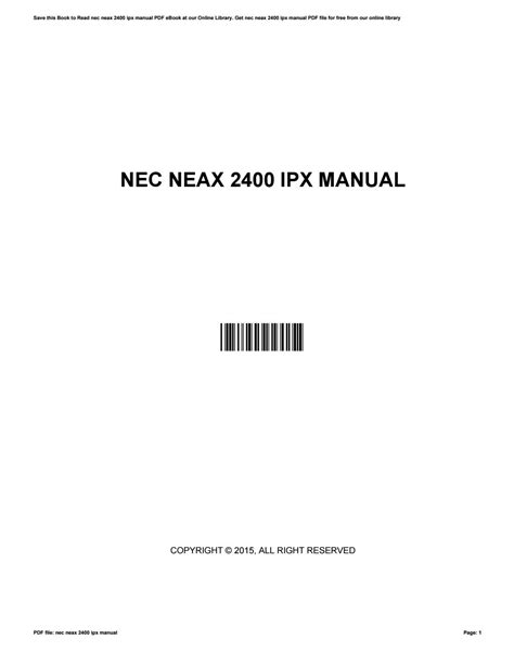 Nec Neax 2400 Ipx Manual By Leslieleigh4513 Issuu