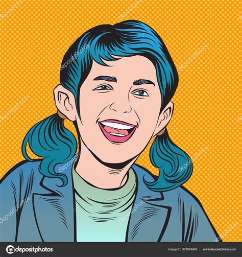 girl laughs ease pop art retro hand drawn style vector stock vector image by ©vart2503 r gmail