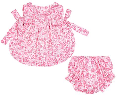 Baby Girls Pink Floral Print Dress And Knickers Set Missbaby
