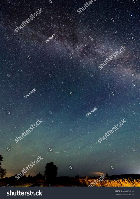 Beautiful Night Starry Sky Milky Way Stock Photo 469364810