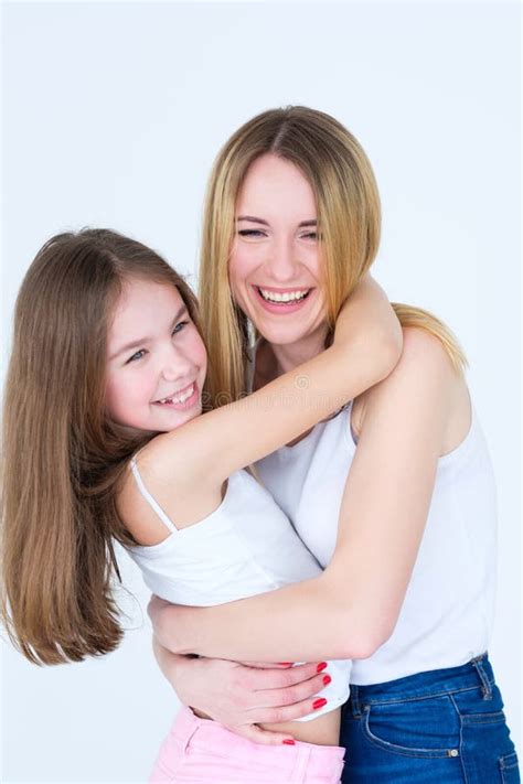 Mom Daughter Hug Happy Feeling Joyful Parenting Stock Photo Image Of