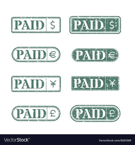 A Set Stamps Is Paid Royalty Free Vector Image