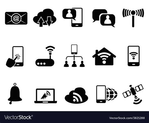 Digital Communication Icons Set Royalty Free Vector Image