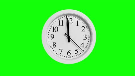 Clock Time Lapse On Green Screen Background 12 Hours Over 1 Minute
