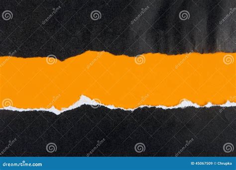 Black Ripped Paper Orange Space For Copy Stock Image Image Of Damage