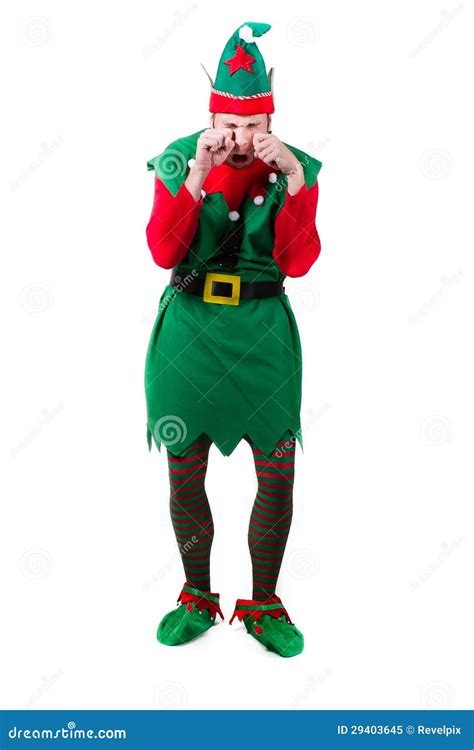 Crying Upset Elf Stock Image Image Of Outfit Background 29403645