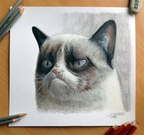 Pencil Drawing Of The Grumpy Cat By Atomiccircus On Deviantart