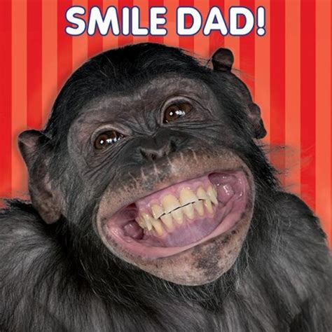 Funny 3d Smile Dad Happy Birthday Card Lenticular Smiling Chimp