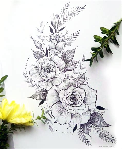 Flower Drawings In Pencil