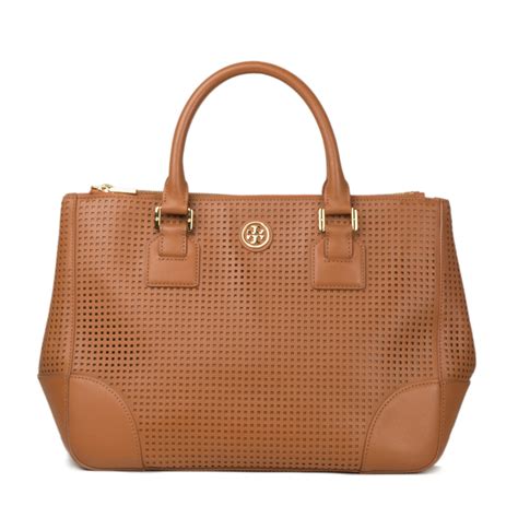 Tory Burch Robinson Perforated Double Zip Tote Labelcentric