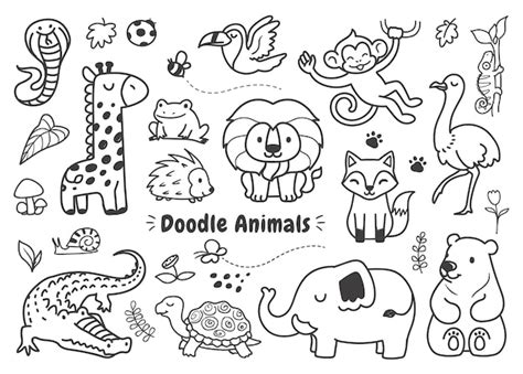 Premium Vector Set Of Animals Doodle Isolated On White