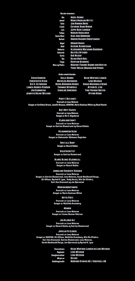 Image - Rio 2 Norwegian Credits.png | Anime Voice-Over Wiki | FANDOM ...