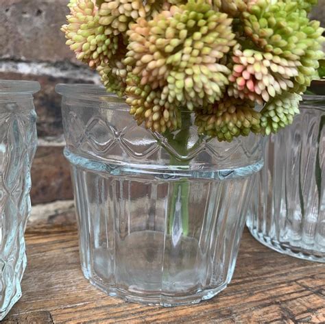 Vintage Style Glass Flower Pots Four Assorted Designs
