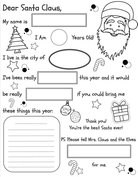 Letter To Santa Fill In Coloring Page Free Printable