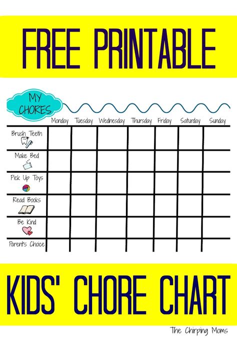 Chore Chart Template For Kids