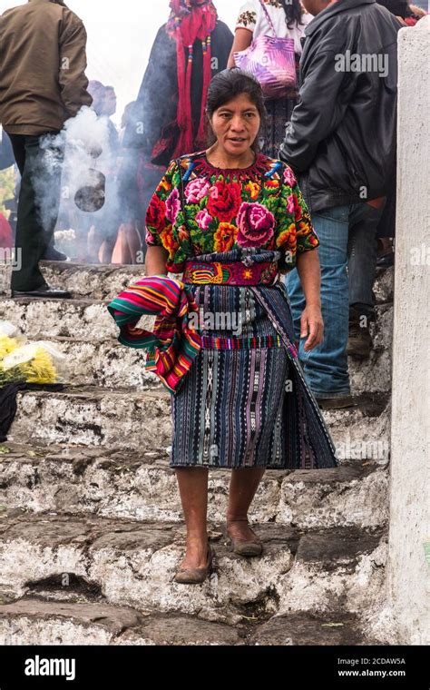 A Quiche Mayan Woman In Traditional Dress On The Pre Hispanic Mayan