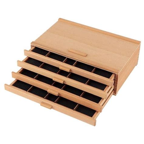 Creative Mark Pastel Storage Box 4 Drawer Wood Box With Foam Lining