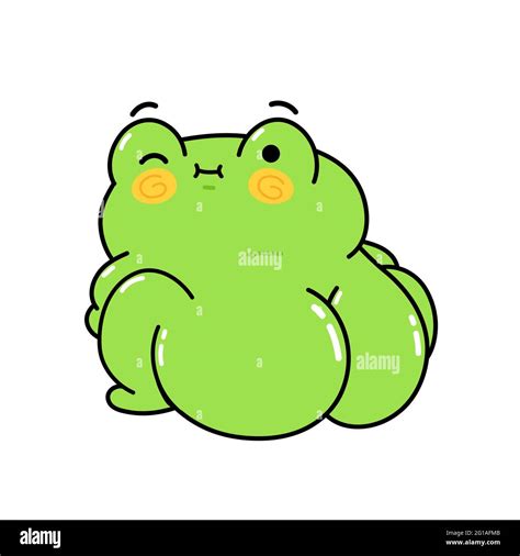 Cute Funny Frog With Big Buttock Vector Hand Drawn Cartoon Kawaii