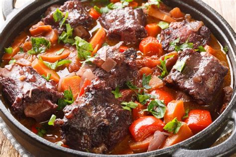 Beef Tail Oxtail Stew Cooked In Traditional Spanish Food Rabo De Toro