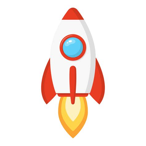 Rocket Ship In A Cartoon Style Isolated On White Background Space