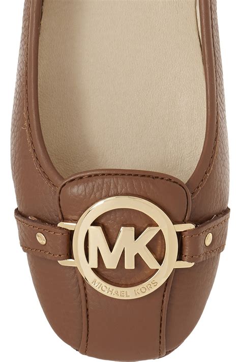 Lyst Michael Michael Kors Fulton Textured Leather Ballet Flats In Brown