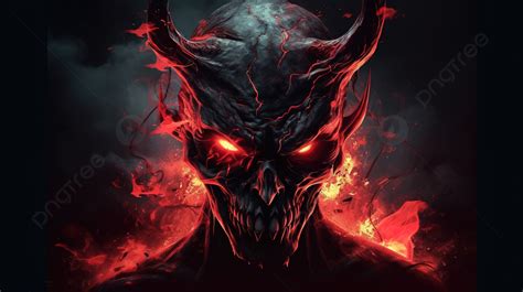 Scary Devil With Red Flame Coming Out Of His Eyes Background Demon