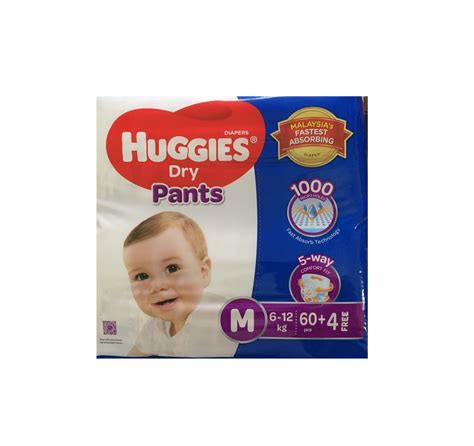 Huggies Dry Pants Baby Diaper M 6 12 Kg 60 Pcs